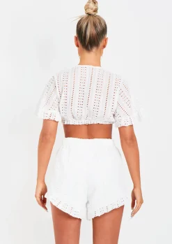 Best Sale Milly White Broderie Crop Top And Shorts Set Women Shorts