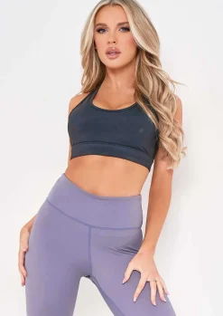 Mira Black Mesh Panel Gym Crop Top^Missy Empire New