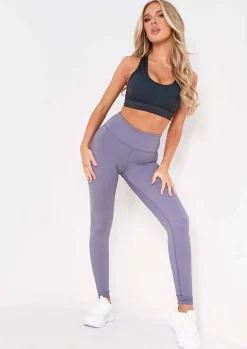 Mira Black Mesh Panel Gym Crop Top^Missy Empire New