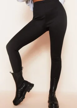 Discount Misha Black Thick Ribbed High Waisted Leggings Women Leggings