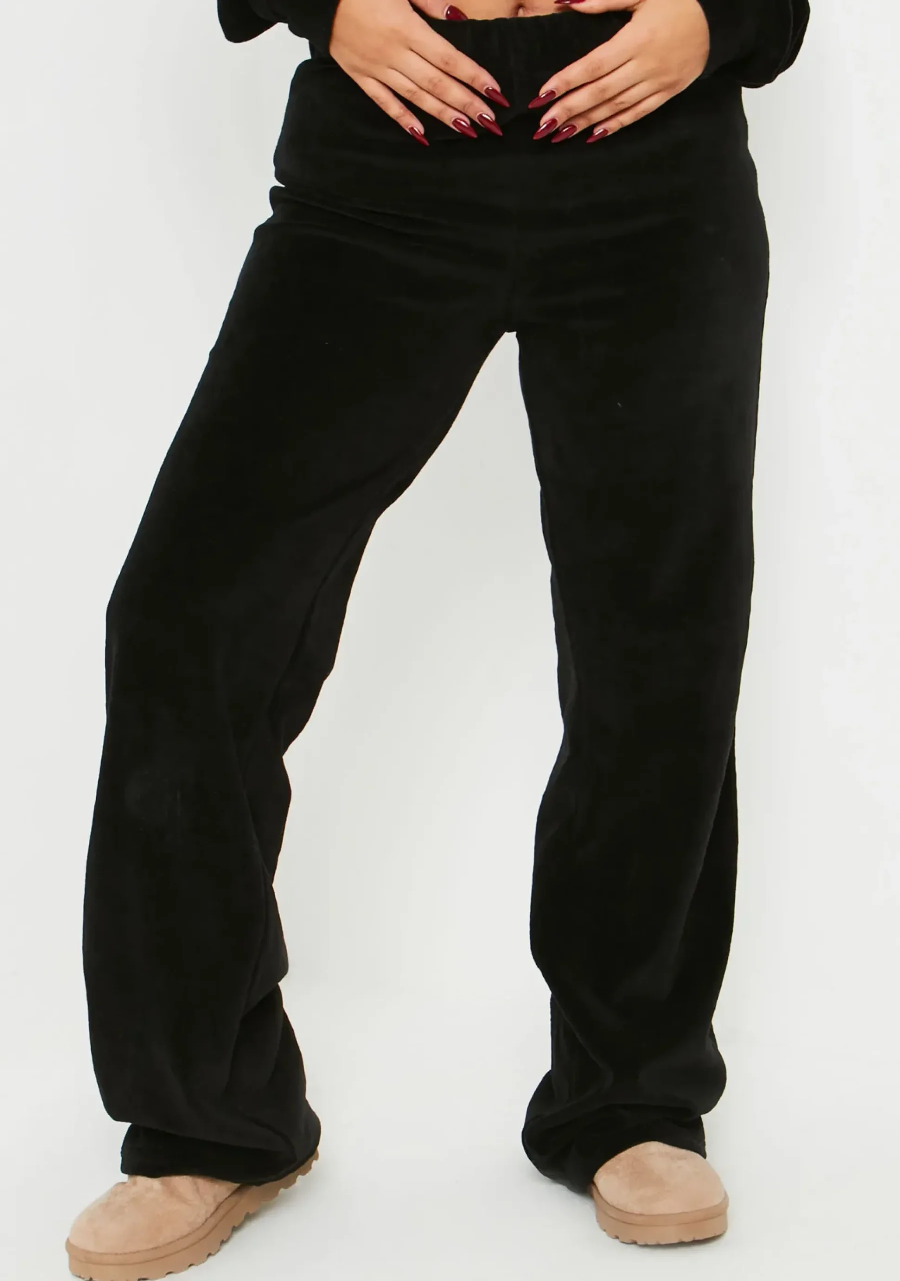Outlet Mollie Black Velour Missy Gem Embellished Tracksuit Bottoms Women Tracksuits