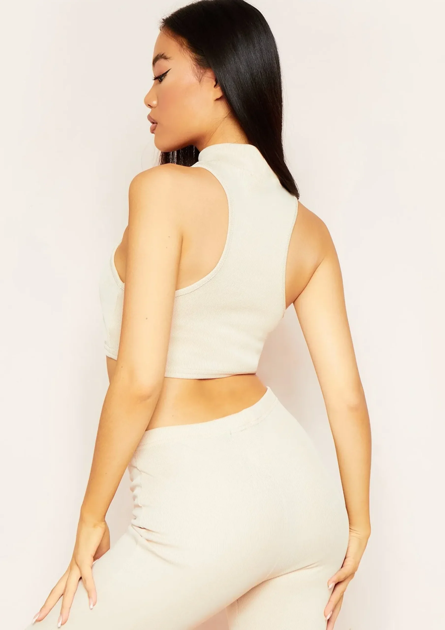 Molli Stone Thick Bandage Rib Extreme Racer Crop Top^Missy Empire Cheap