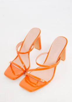 Shop Mya Orange Square Toe Strappy Mules Women Heels