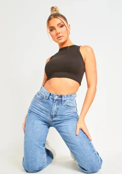 Myla Black Premium Sculpt Racer Crop Top^Missy Empire Discount