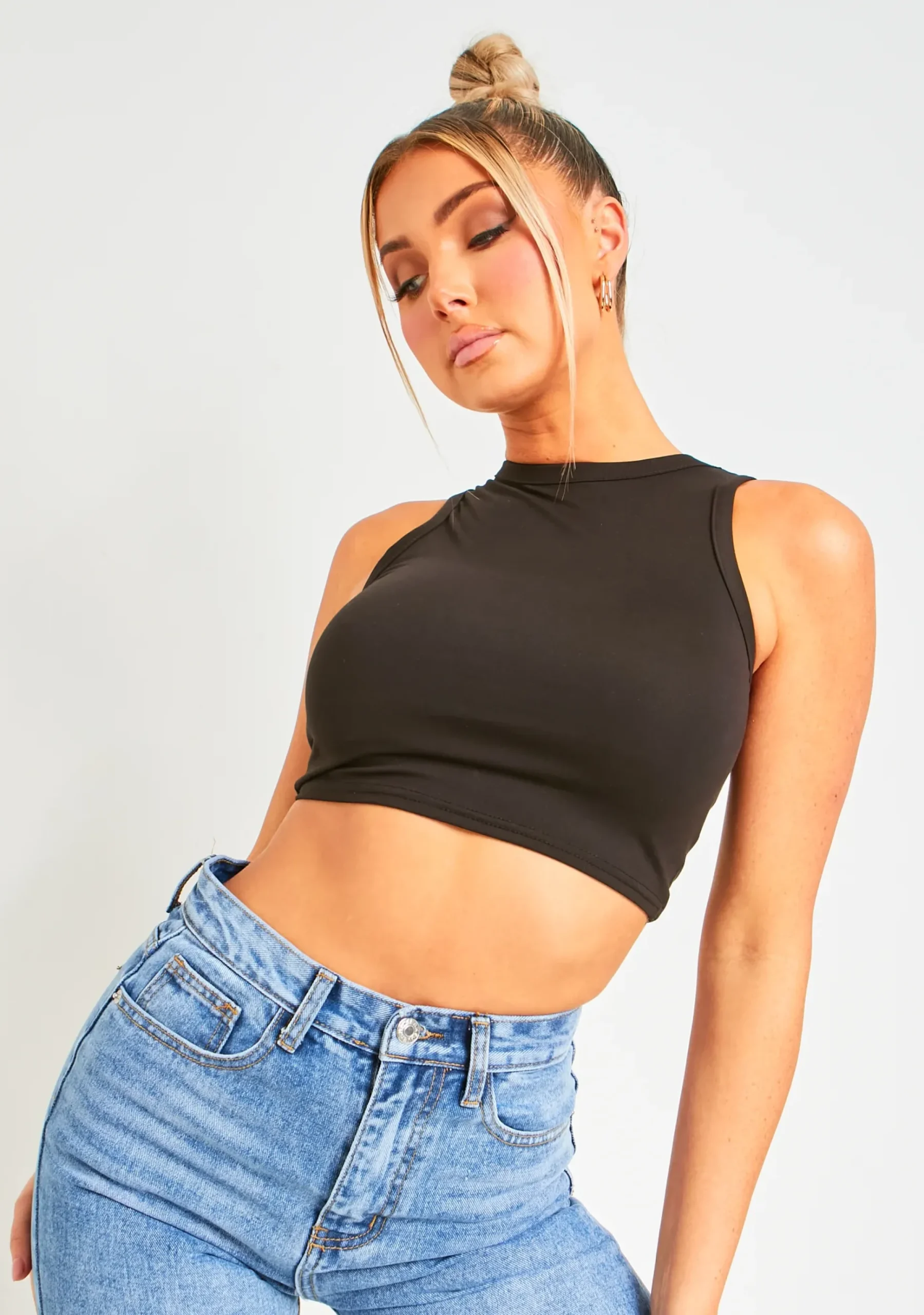 Myla Black Premium Sculpt Racer Crop Top^Missy Empire Discount