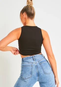 Myla Black Premium Sculpt Racer Crop Top^Missy Empire Discount