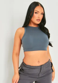 Myla Grey Premium Sculpt Racer Crop Top^Missy Empire Flash Sale