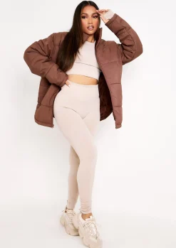 Nalia Chocolate Oversized Puffa Coat^Missy Empire Shop
