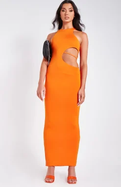 Discount Naomi Orange Racer Back Thong Side Maxi Dress Women Dresses