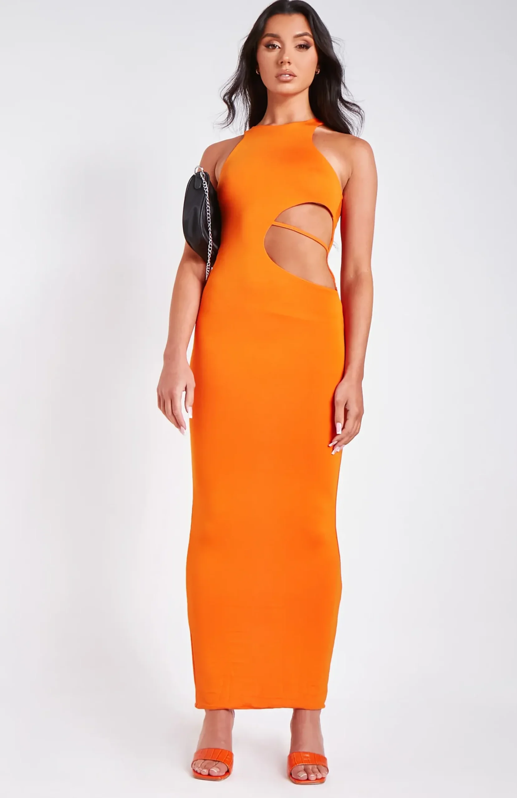 Discount Naomi Orange Racer Back Thong Side Maxi Dress Women Dresses