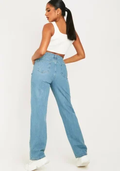 Naomi Vintage Wash Straight Leg Seam Detail Jeans^Missy Empire Discount
