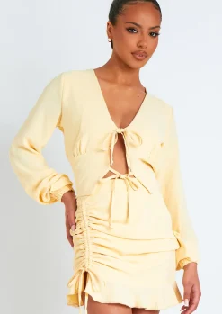 Nara Buttermilk Frill Woven Skirt With Side Ruching^Missy Empire Outlet