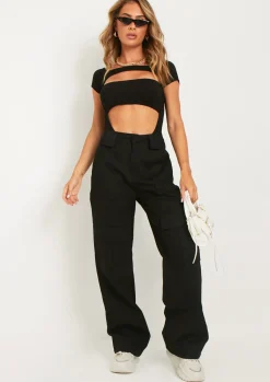 Natalia Black Bandeau Cut Out Off Bodysuit^Missy Empire Sale