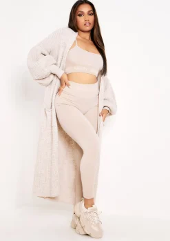 Cheap Nathalie Beige Balloon Sleeve Knitted Cardigan Women Loungewear