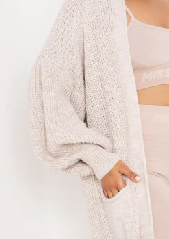 Cheap Nathalie Beige Balloon Sleeve Knitted Cardigan Women Loungewear