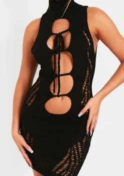 Sale Naya Black Cut Out Laddered Mini Dress Women Dresses