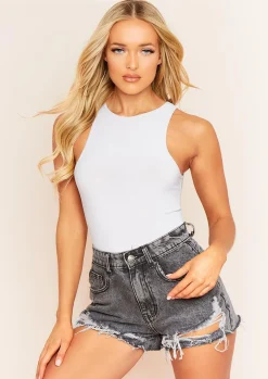 Naya Grey Soft Racer Bodysuit^Missy Empire Outlet