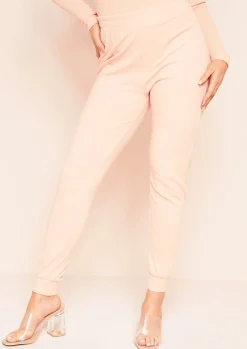 Shop Nayla Peach Ribbed Slim Leg Joggers Women Tracksuits