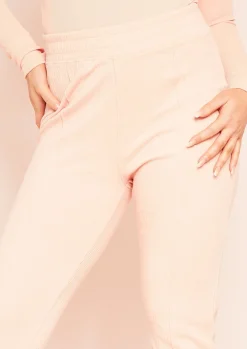Shop Nayla Peach Ribbed Slim Leg Joggers Women Tracksuits