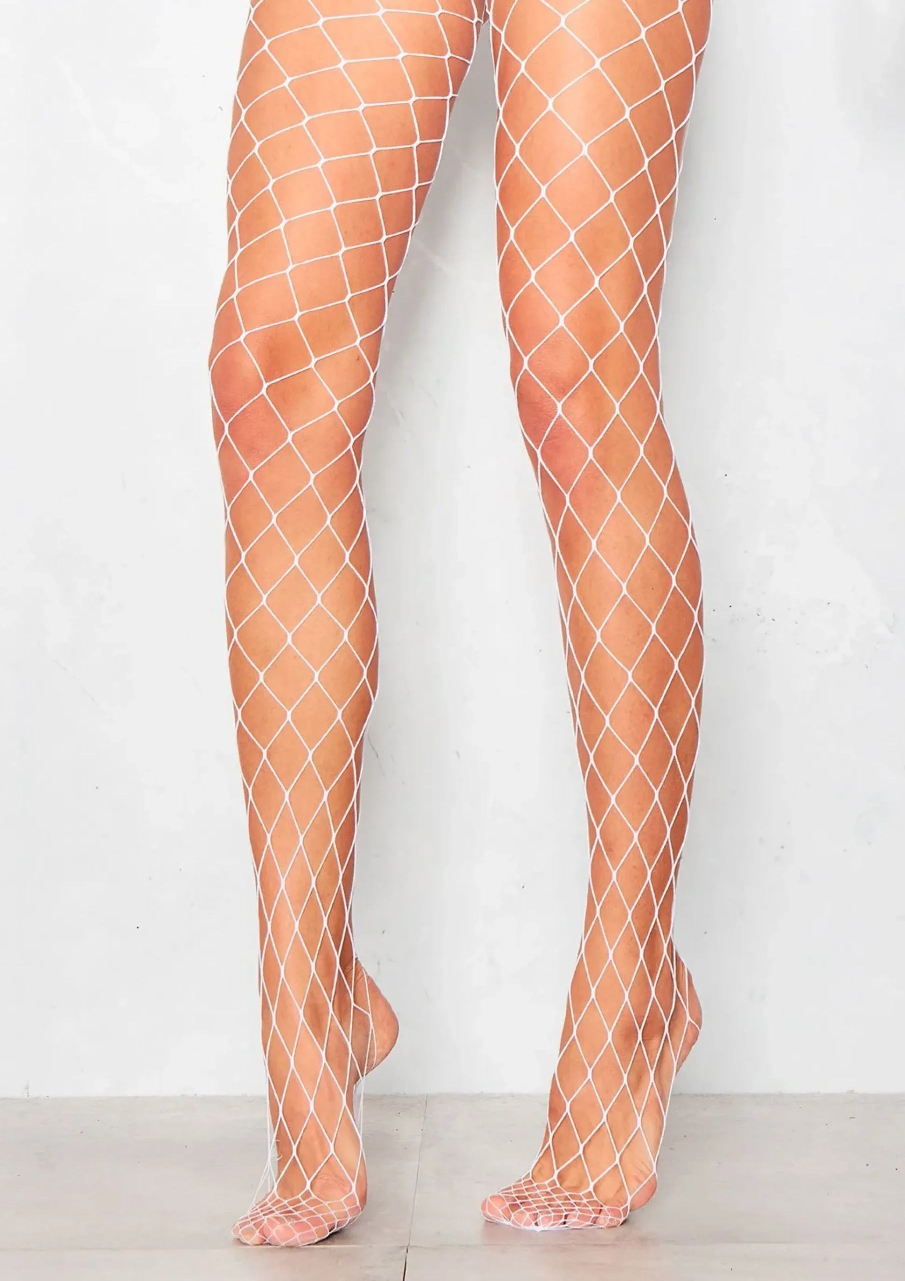 Store Neda White Large Fishnet Tights Women Socks & Tights