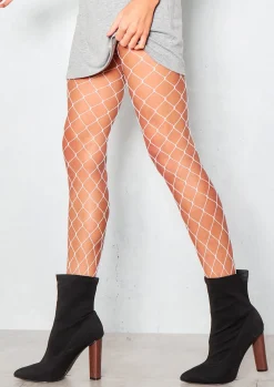 Store Neda White Large Fishnet Tights Women Socks & Tights