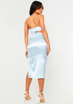 Best Nevaeh Light Blue Ruche Bust Cut Out Midi Dress Women Dresses