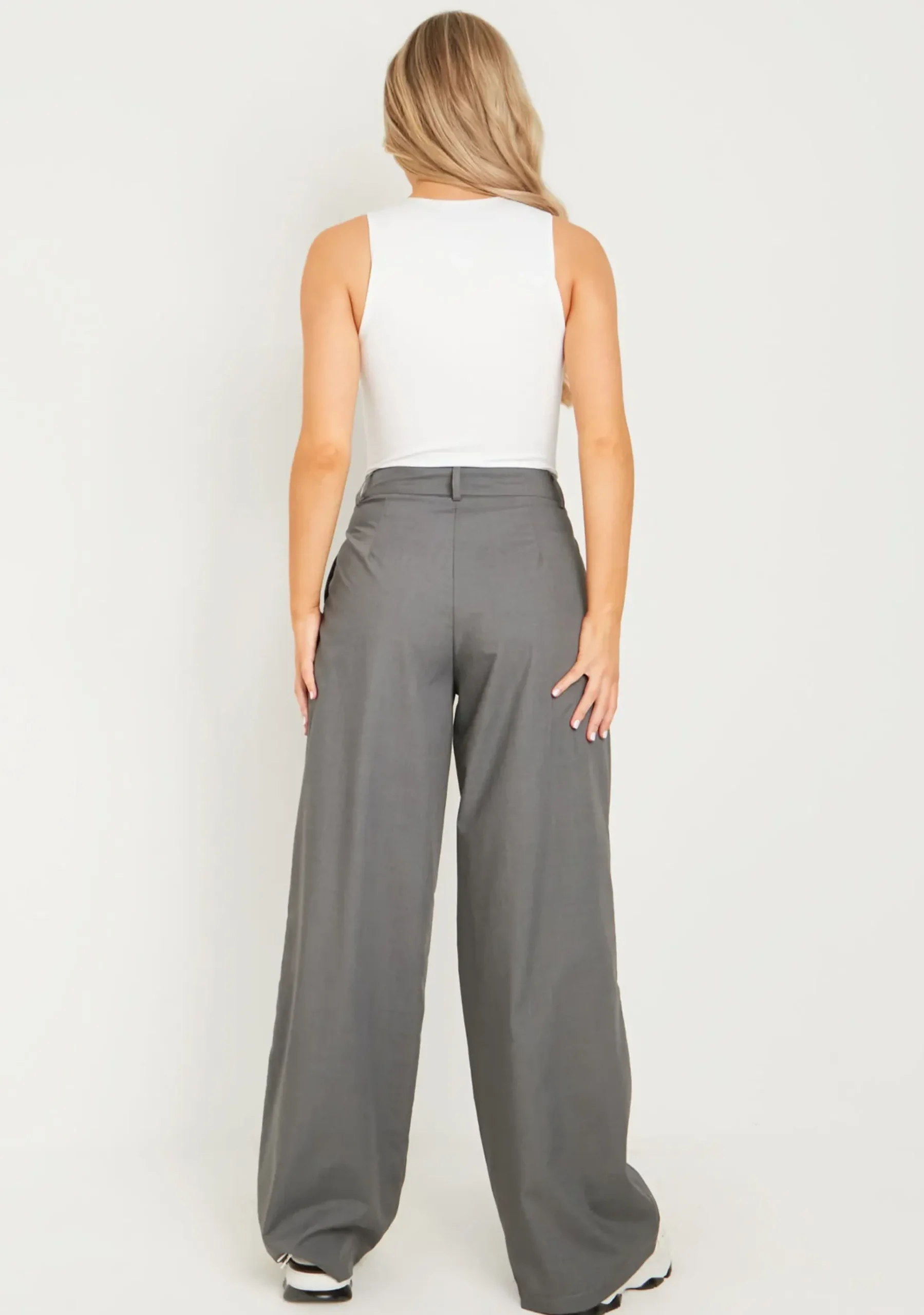 Flash Sale Nicki Charcoal Tailored Slouchy Wide Leg Trouser Women Trousers