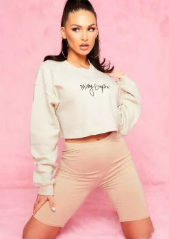 Cheap Nicole Sand Branded Slogan Cropped Sweater Women Loungewear