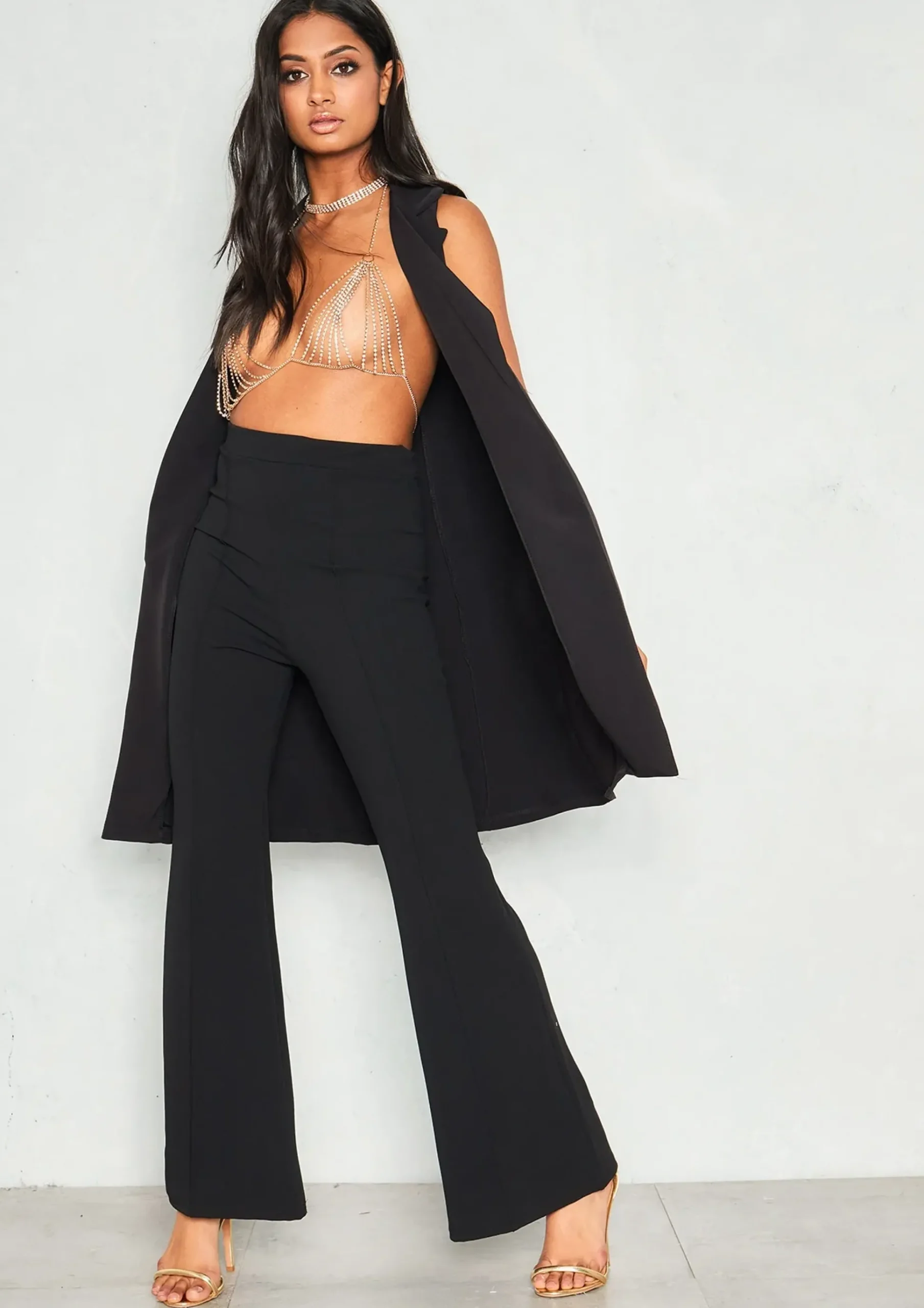 Shop Nikita Black Stitched Flare Leg Trousers Women Trousers