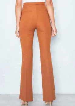 Fashion Nikita Rust High Waist Straight Leg Trousers Women Trousers