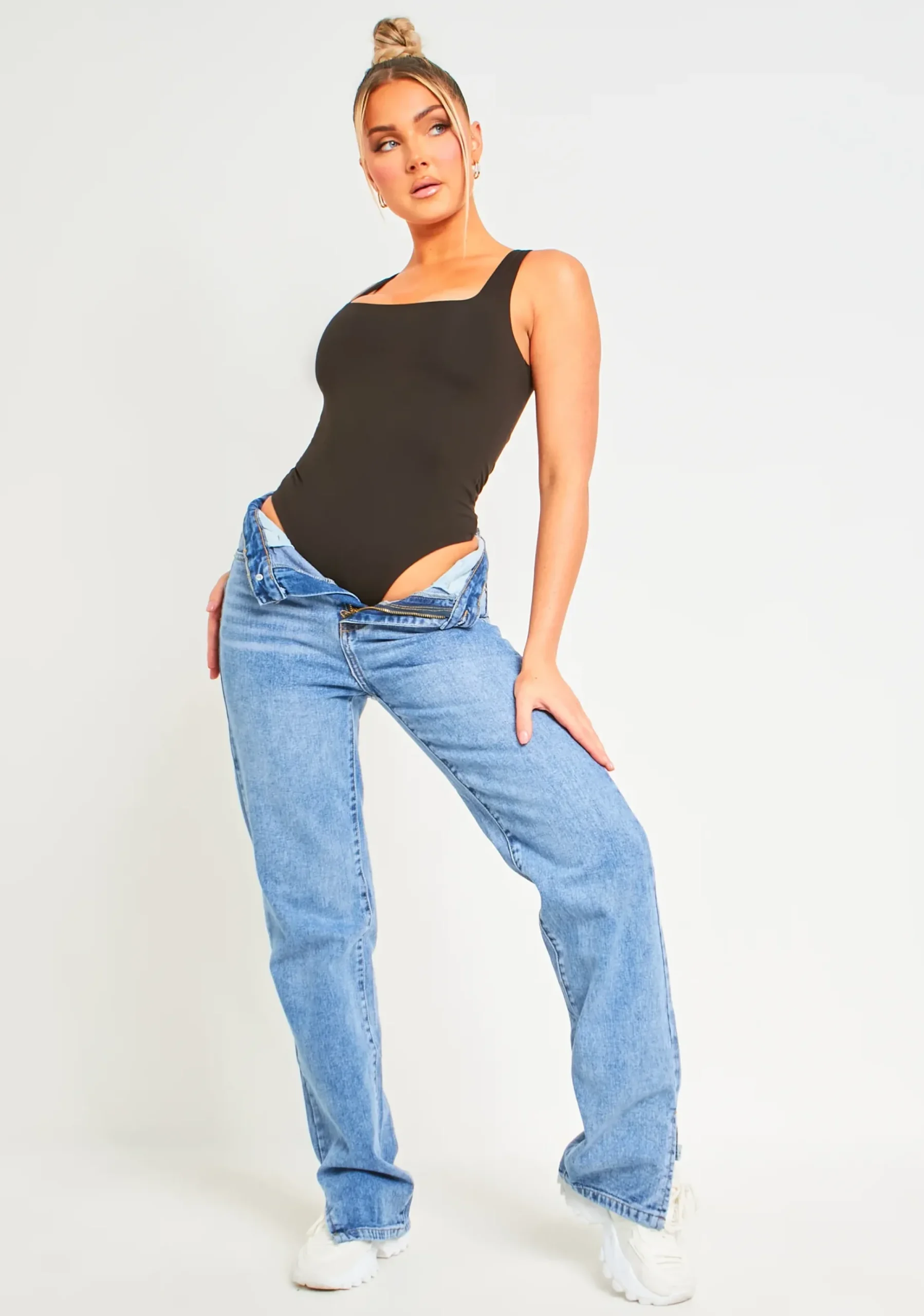 Noelle Black Premium Sculpt Square Neck Bodysuit^Missy Empire Fashion