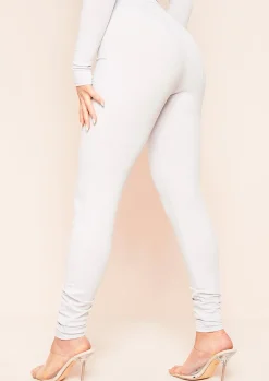 Flash Sale Nova Light Grey Plain Ribbed Leggings Women Loungewear