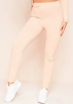 Fashion Nova Peach Plain Ribbed Leggings Women Leggings
