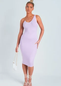 Best Sale Olivia Lilac Chain Strap Knitted Midi Dress Women Dresses