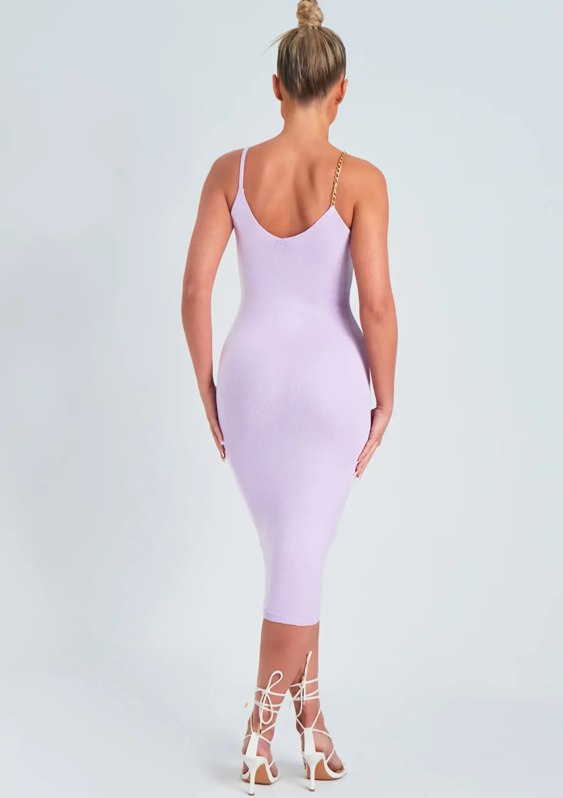 Best Sale Olivia Lilac Chain Strap Knitted Midi Dress Women Dresses