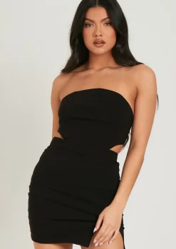 Paisley Black Bandeau Tie Back Woven Corset Top^Missy Empire Hot
