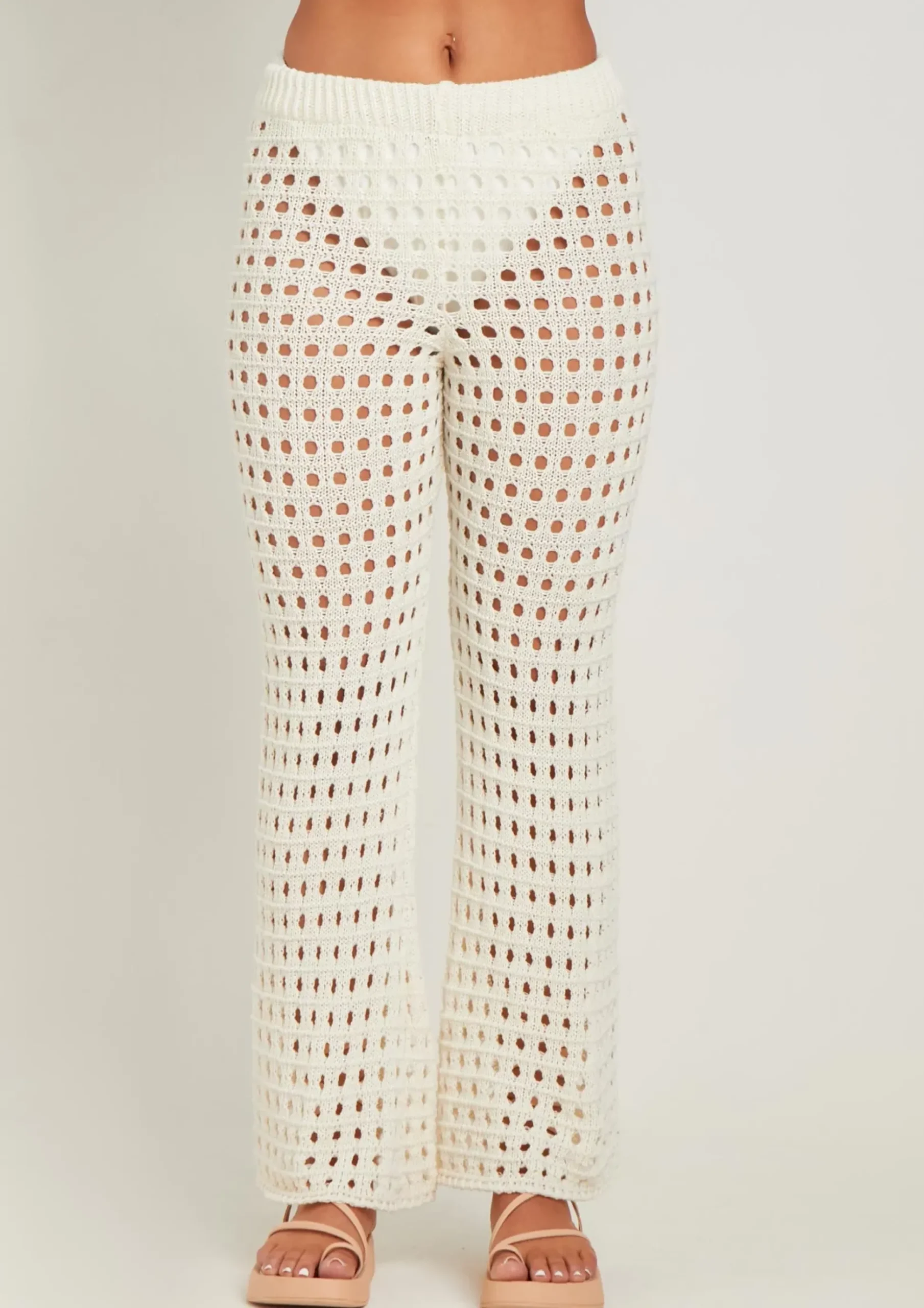 Store Patricia Ivory Crochet Wide Leg Beach Trousers Women Trousers