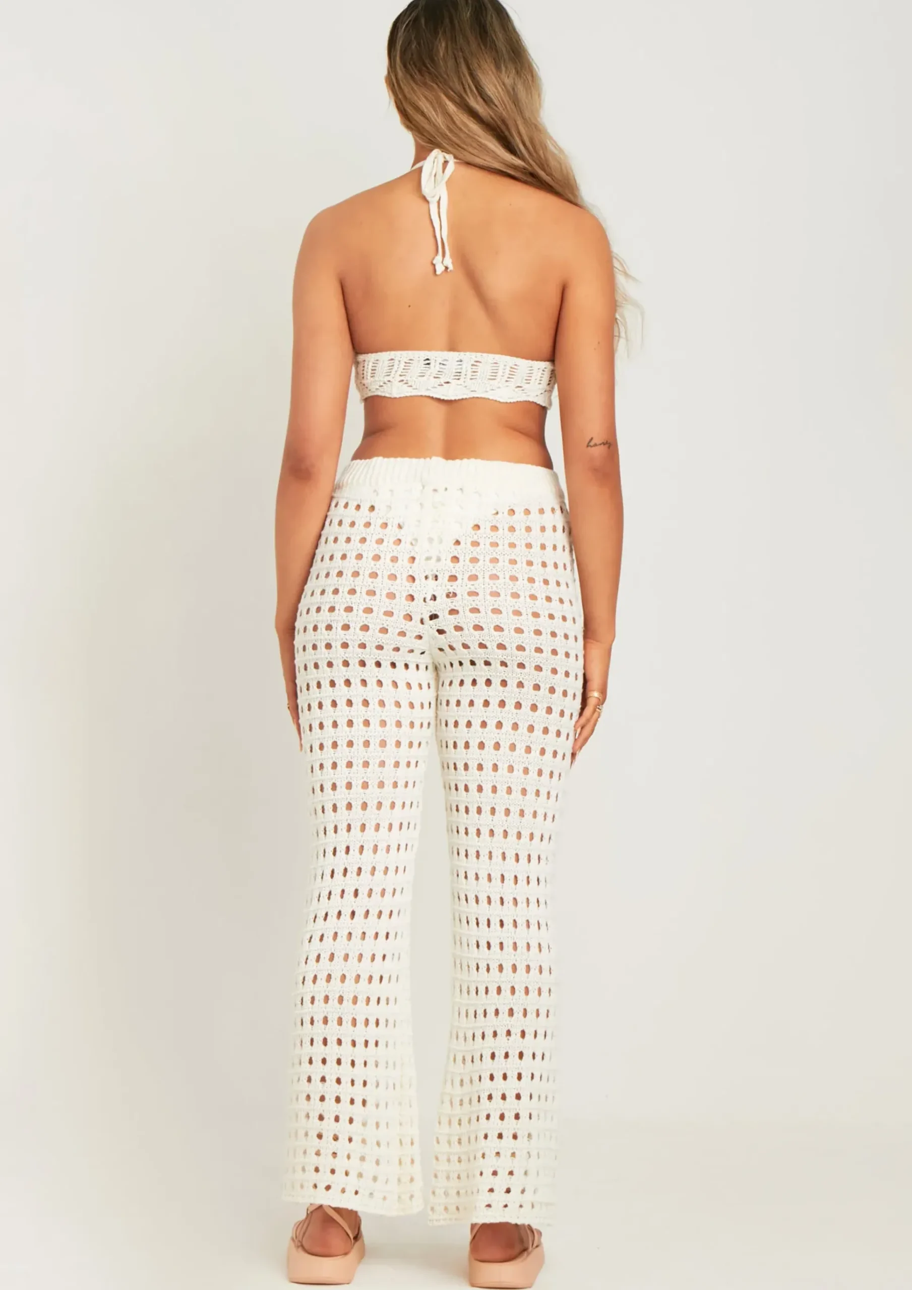 Store Patricia Ivory Crochet Wide Leg Beach Trousers Women Trousers