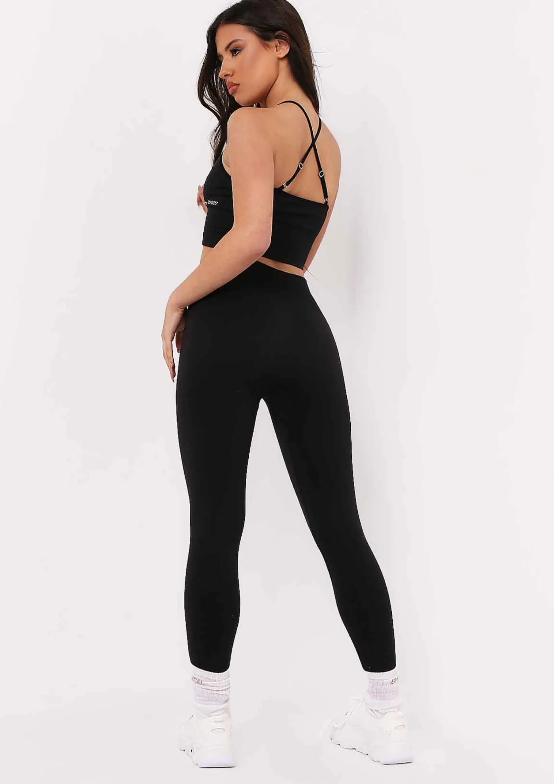 Pav Black Missy Sport Cross Strap Seamless Gym Crop Top^Missy Empire Sale