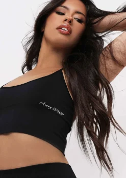 Pav Black Missy Sport Cross Strap Seamless Gym Crop Top^Missy Empire Sale