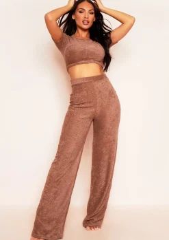 Payton Mocha Soft Towelling Cap Sleeve Crop Top^Missy Empire Cheap