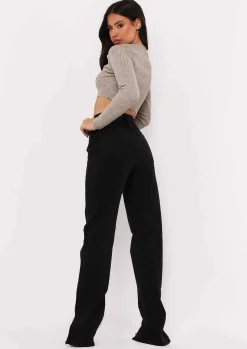 Perrie Black Straight Leg Split Detail Jeans^Missy Empire Cheap