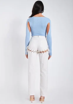 Phoebe Blue Cut Out Detail Knitted Bodysuit^Missy Empire Flash Sale