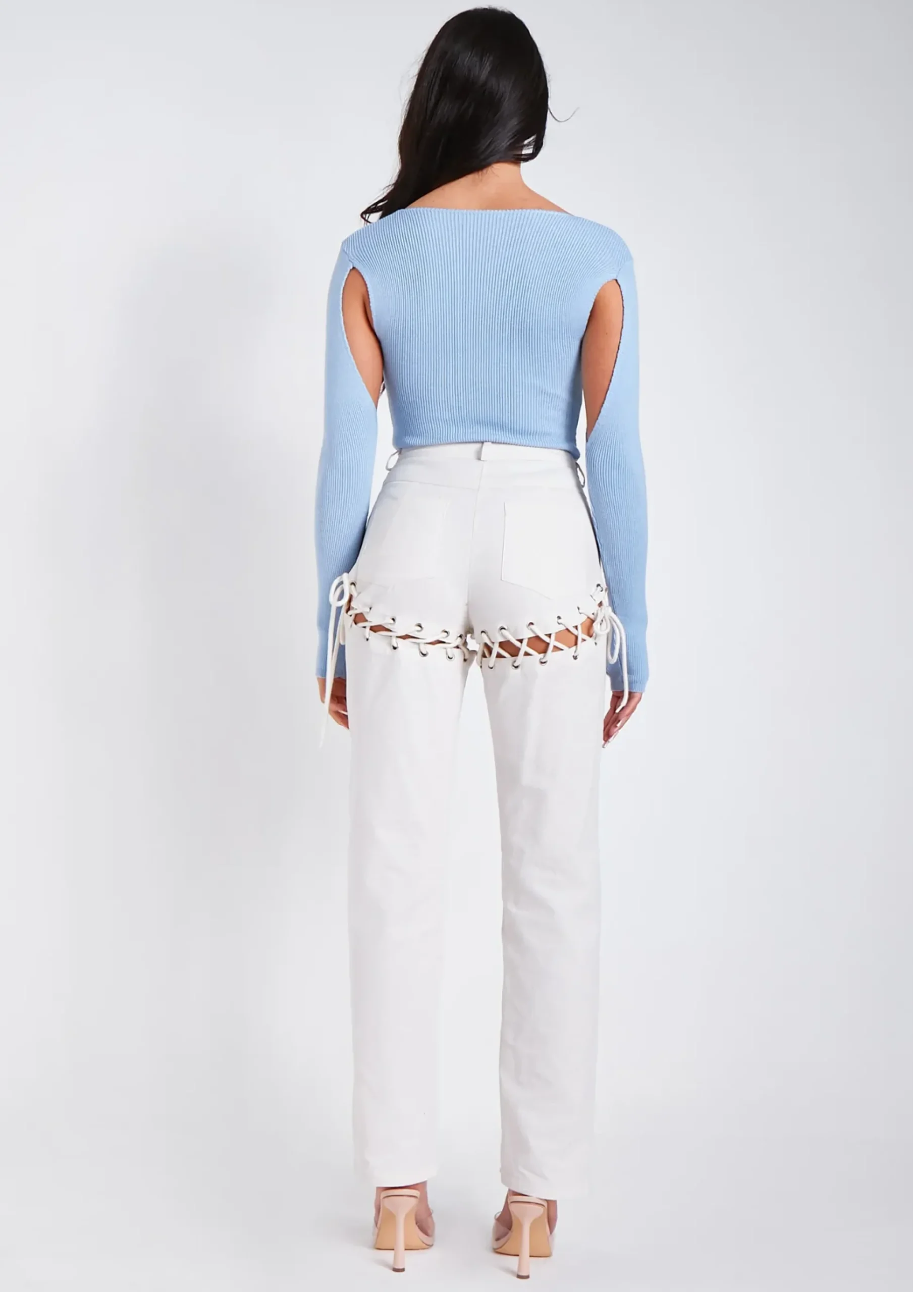 Phoebe Blue Cut Out Detail Knitted Bodysuit^Missy Empire Flash Sale