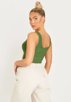 Polly Khaki Lace Up Corset Top^Missy Empire Clearance