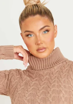 Sale Raquel Mocha Cable Knit Jumper Dress Women Dresses