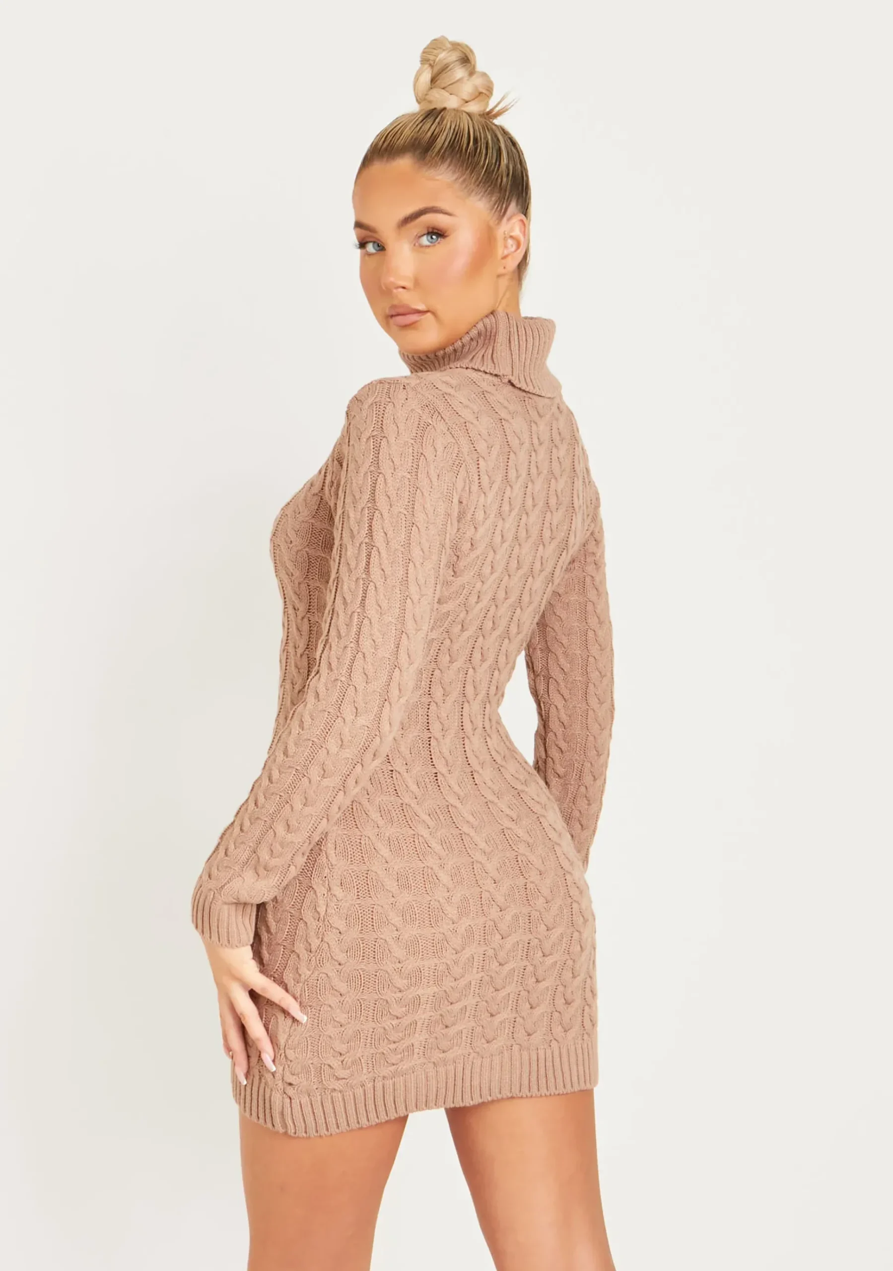 Sale Raquel Mocha Cable Knit Jumper Dress Women Dresses