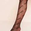 Discount Reeya Black Slogan Print Tights Women Socks & Tights