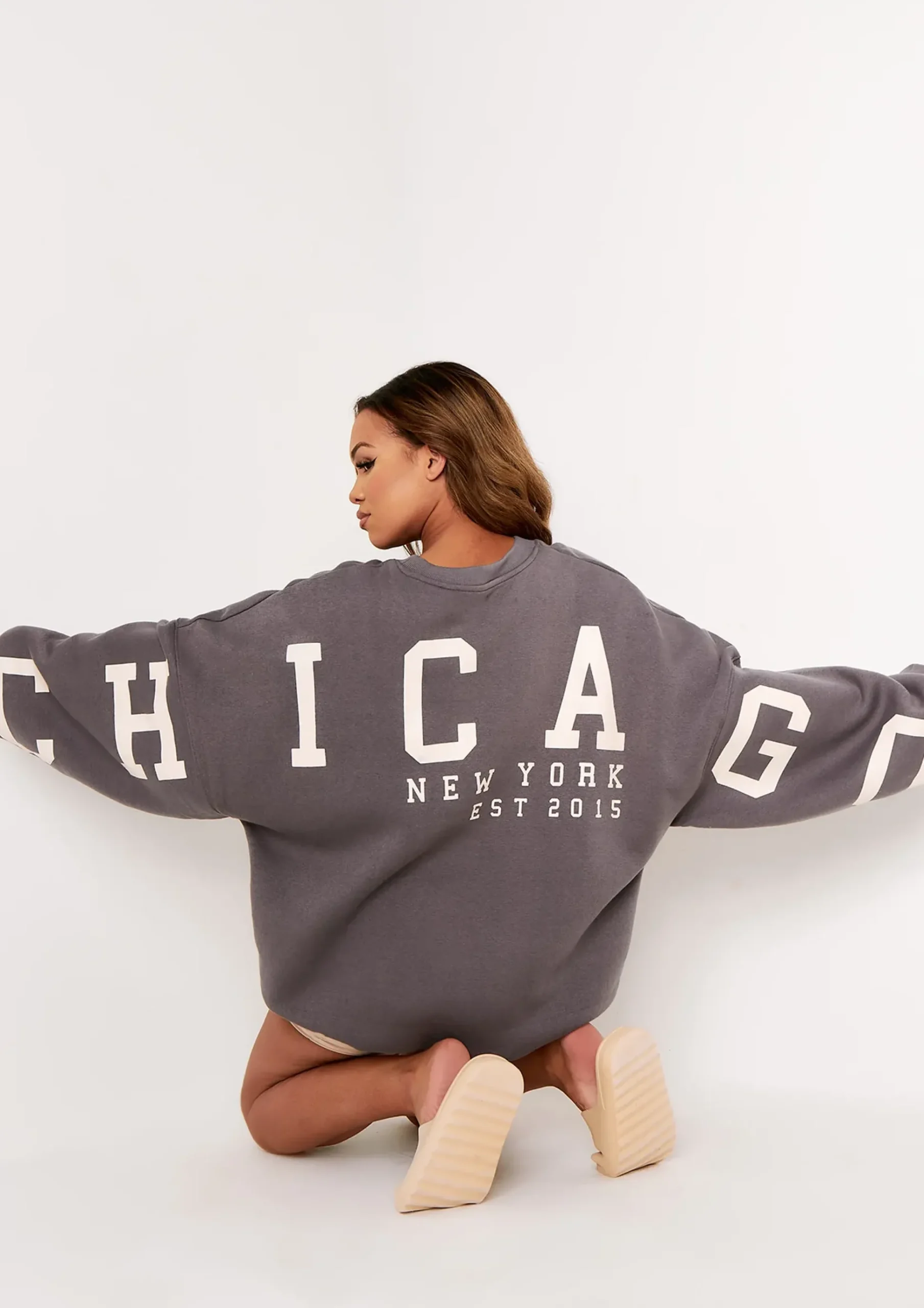 Cheap Remi Grey Chicago Oversized Sweatshirt Women Loungewear