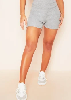 Online Remy Grey Ribbed Cycle Shorts Women Shorts